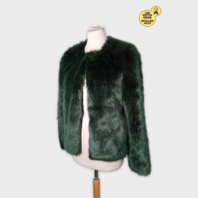 Veste Fourrure Synthétique Bershka Vert Xs