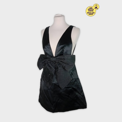 Robe Noire Zara S Avec Noeud Pailleté Élégant Soirée