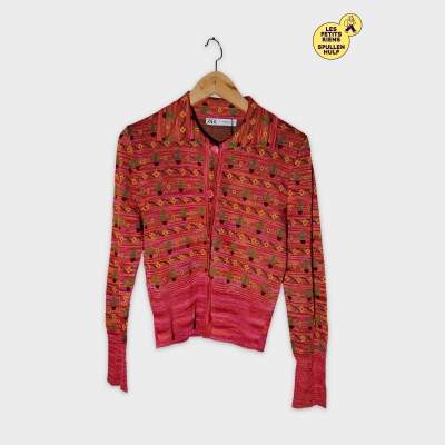 Gilet Boutonné Zara Motif Floral Vintage M