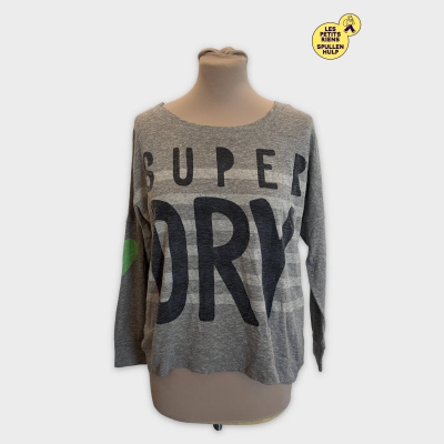 T-shirt manches longues Superdry gris avec logo 🛒