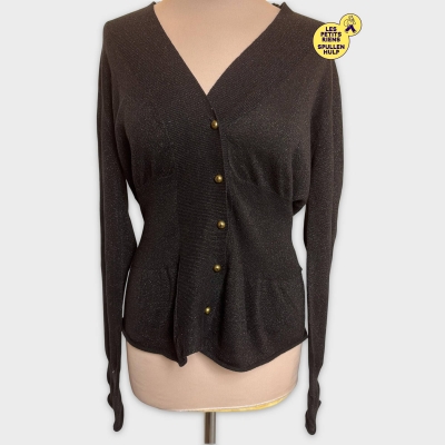 Gilet Noir Brillant Boutonné 🛒