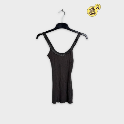 Top côtelé gris anthracite à volants 🛒