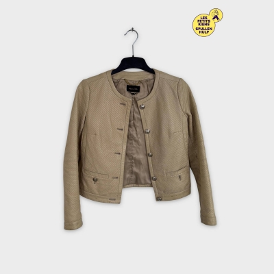 Veste Massimo dutti en cuir beige matelassé 🛒