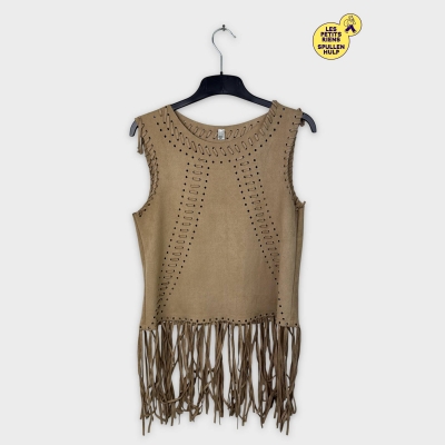 Gilet sans manches à franges style daim 