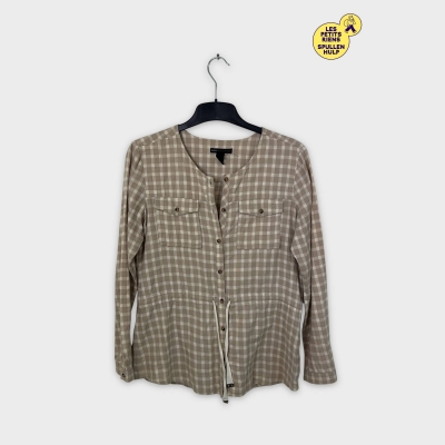 Chemise à carreaux Mango S beige et blanc 👚