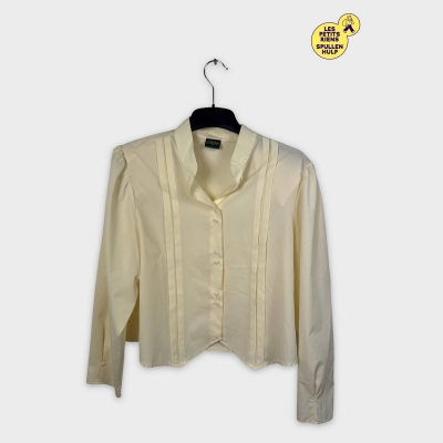 Chemise Canda Jaune Pâle L Boutonnée Plissée Casual Chic