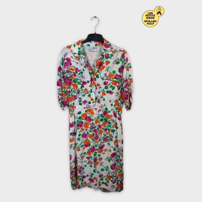 Robe fleurie vintage manches longues boutons dorés 🌸