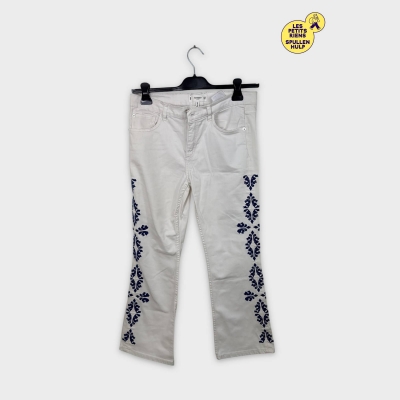 Pantalon Blanc Denim Brodé Mango M 🌼