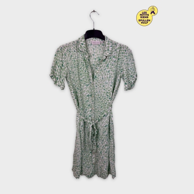 Robe chemise Fabienne chapot verte à motifs coeurs 💚