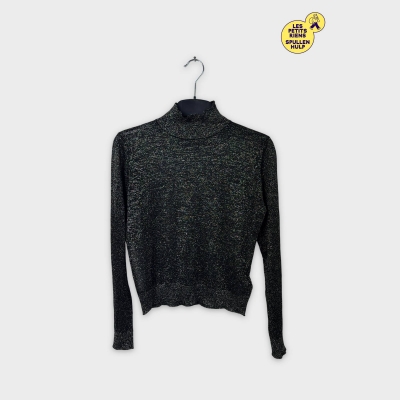 Pull noir brillant col montant Eleven paris M