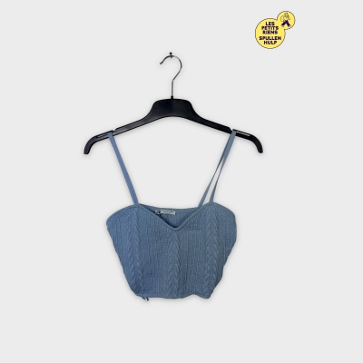 Top Zara bleu clair maille torsadée bretelles fines 💙