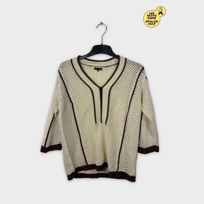 Pull ajouré Caroline biss rayures marron S 🤎