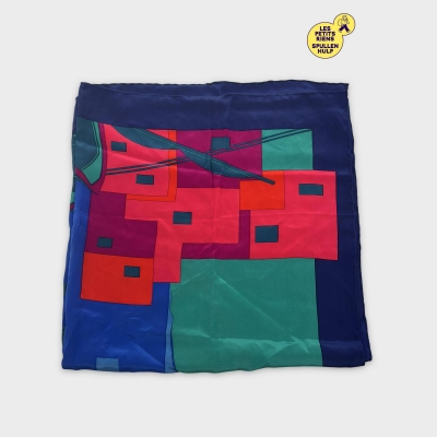 Foulard soie vintage motifs géométriques 
