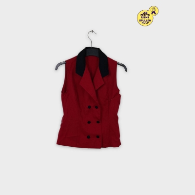 Pinkie gilet à manches courtes rouge et noir à boutons
