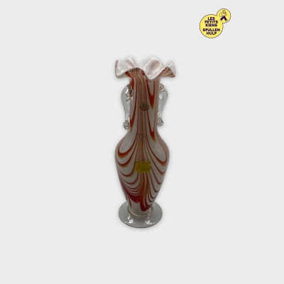 Vase décoratif en verre blanc et orange élégant 🏺