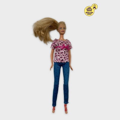 Barbie 🌸 Poupée avec chemisier à motifs et jean imprimé Taille unique