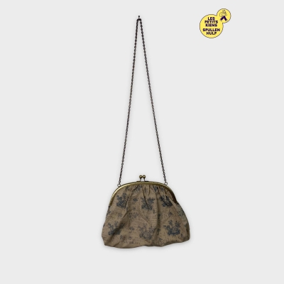pochette de soirée Dafie vintage motifs bleus beige 👜
