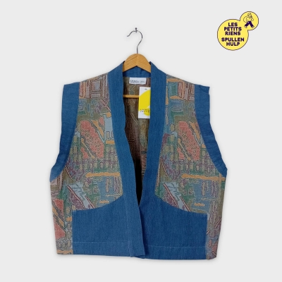 Veste sans manches kimono upcyclée Label jaune L / 40 / 12 👘