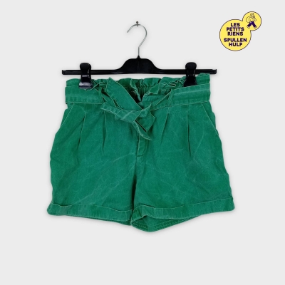 Short vert taille haute Charlior M ceinture à nouer