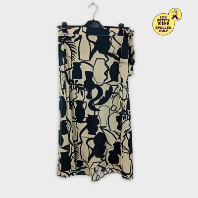 Jupe imprimée Monki motifs graphiques noirs et beige M 💛