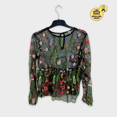Chemisier transparent brodé fleurs et papillons S Twinset