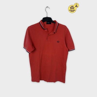 Polo Fred Perry corail rayure col et bas de manche M