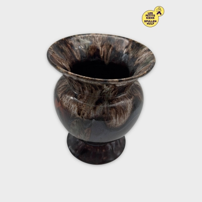 Vase décoratif en céramique marron motifs marbrés