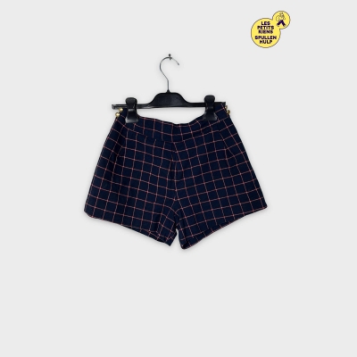 Short Sargent Major à carreaux bleu marine et rose 11 ans