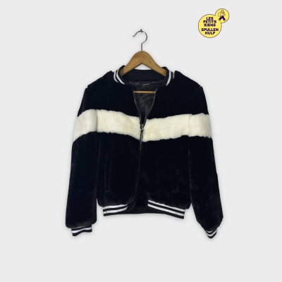 Blouson bombardier Access noir et blanc fausse fourrure M