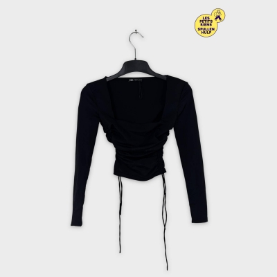 Zara top noir manches longues ajustable S 💛