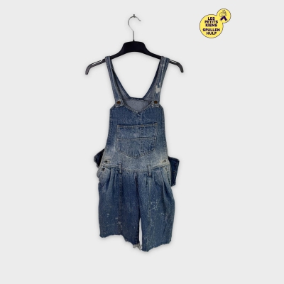 Salopette courte en jean bleu délavé Taille unique