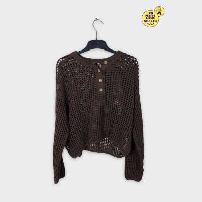 Pull & Bear pull maille ajourée marron S