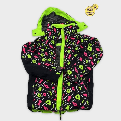 Veste de ski West scout noire motifs rose et vert fluo 6 ans / 116 cm