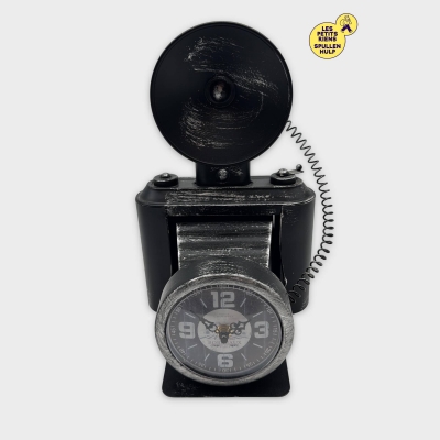 Horloge murale vintage en métal forme appareil photo déco rétro