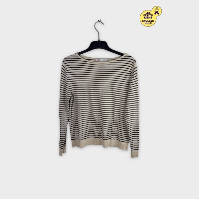 Pull rayé crème et noir Zara S 🖤🤍