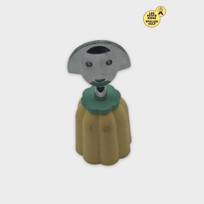 Alessi coupe-pizza vintage métal et plastique jaune