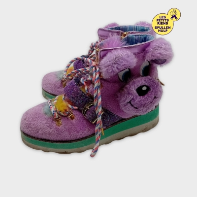 Baskets montantes violettes style nounours enfant taille 27