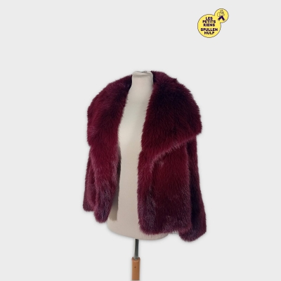 Veste Courte Fausse Fourrure Bordeaux Femme S Hh