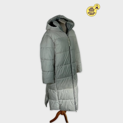 Doudoune Longue Esprit Grise Claire À Capuche L