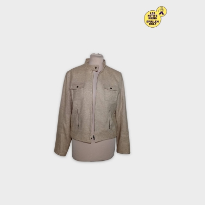 Blouson Court Beige Femme Alain Manoukian