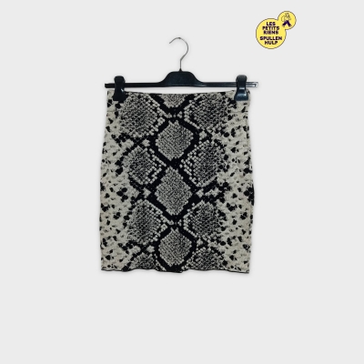 Jupe Courte Zara Knit S Motif Serpent Noir Gris