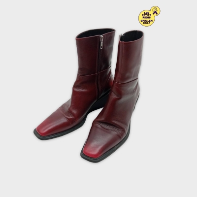Bottes Mi-mollet Vagabond Shoemakers Cuir Bordeaux Bout Carré Talons Compensés