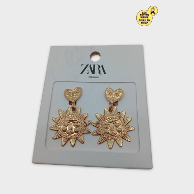 Boucles D'oreilles Cœur Et Soleil Zara Doré Taille Unique