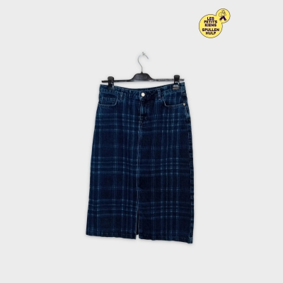 Jupe Crayon En Jean À Carreaux Bleu Foncé C&a Xxl 44