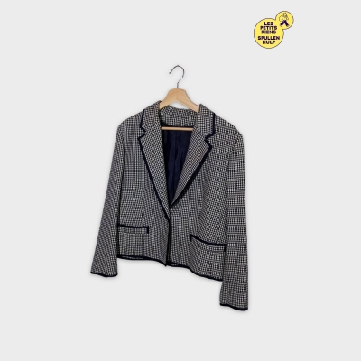 Fouks Paris Veste Blazer Pied-de-poule Bleu Marine Écru M