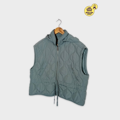 Doudoune Sans Manches Matelassée Capuche Zara Bleu Clair L