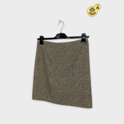 Jupe Courte Esprit Motif Pied-de-poule Vert Foncé Noir Xs 34