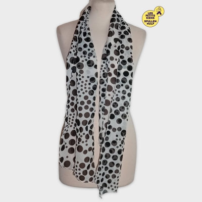 Foulard Élégant Noir Et Blanc À Pois Taille Unique