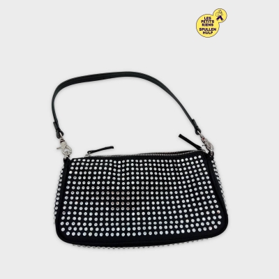Sac Bandoulière Baguette Noir Strass Brillants