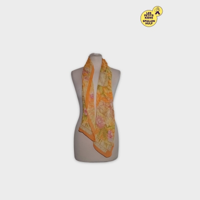 Foulard Salvatore Ferragamo 100% Soie Imprimé Floral Orange Rose